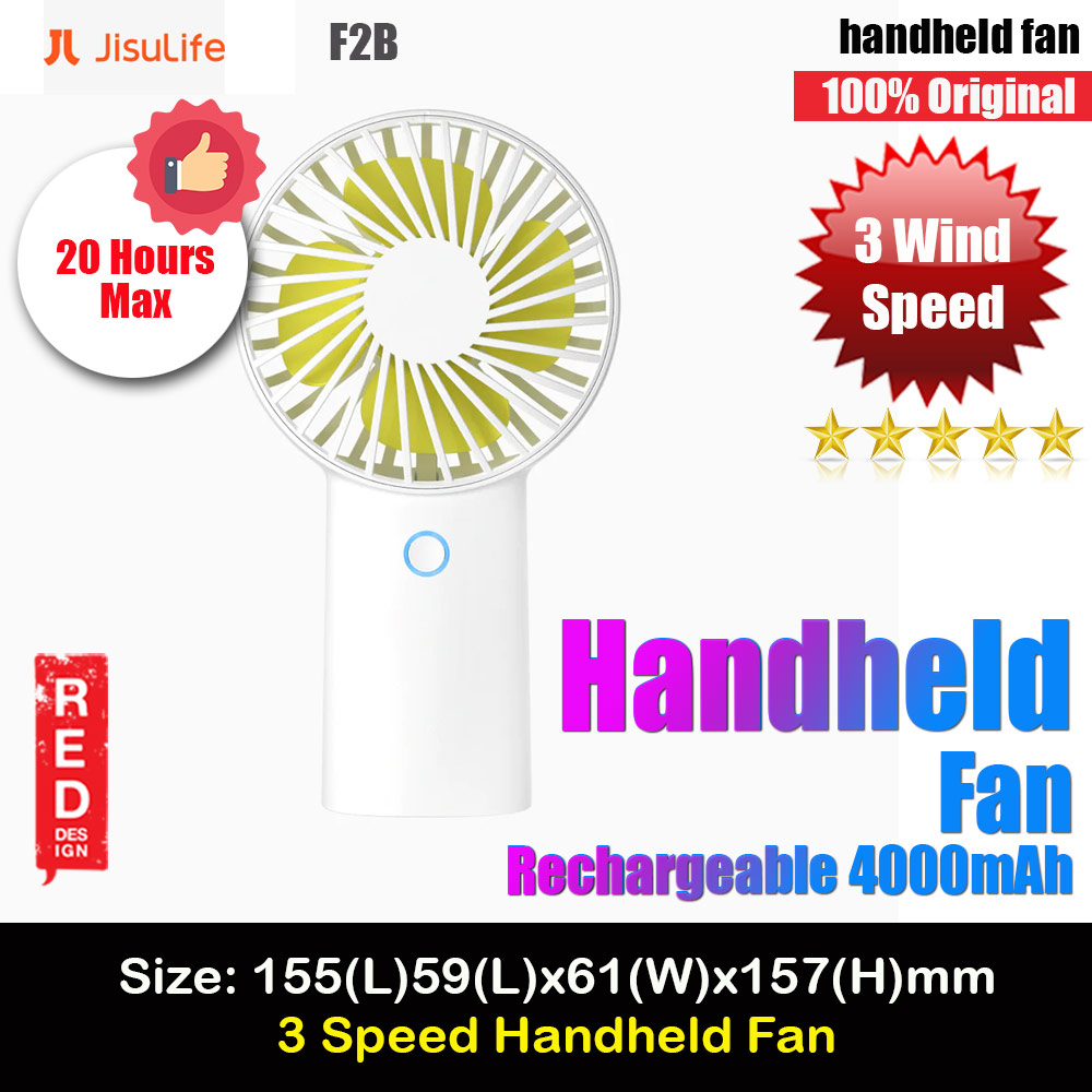 Picture of Jisulife Malaysia 3 Speed Wind Portable Rechargeble 4000mAh Handheld Fan for Outdoor Badminton Court Concert Picnic Camping (White)