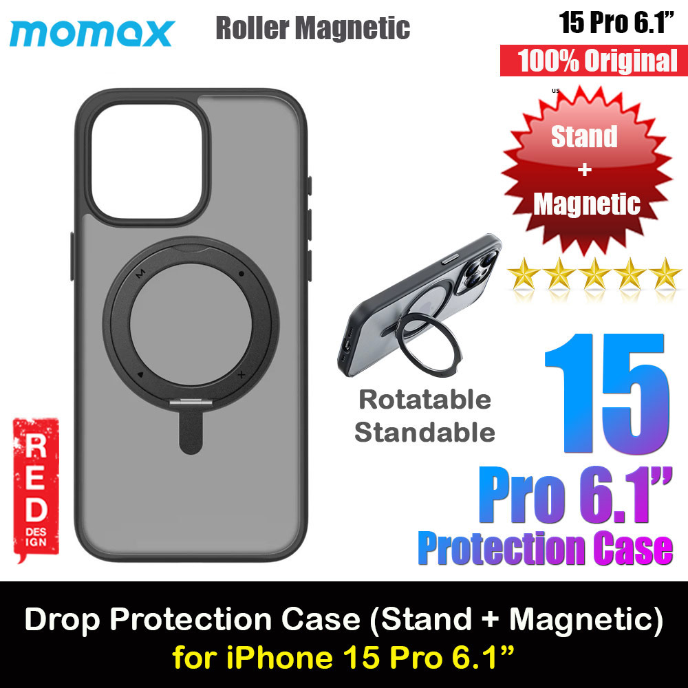 Picture of Momax CaseForm Roller Magnetic Case with Rotatable Stand Drop Protective Case iPhone 15 Pro 6.1 (Matte Black) Apple iPhone 15 Pro 6.1- Apple iPhone 15 Pro 6.1 Cases, Apple iPhone 15 Pro 6.1 Covers, iPad Cases and a wide selection of Apple iPhone 15 Pro 6.1 Accessories in Malaysia, Sabah, Sarawak and Singapore 