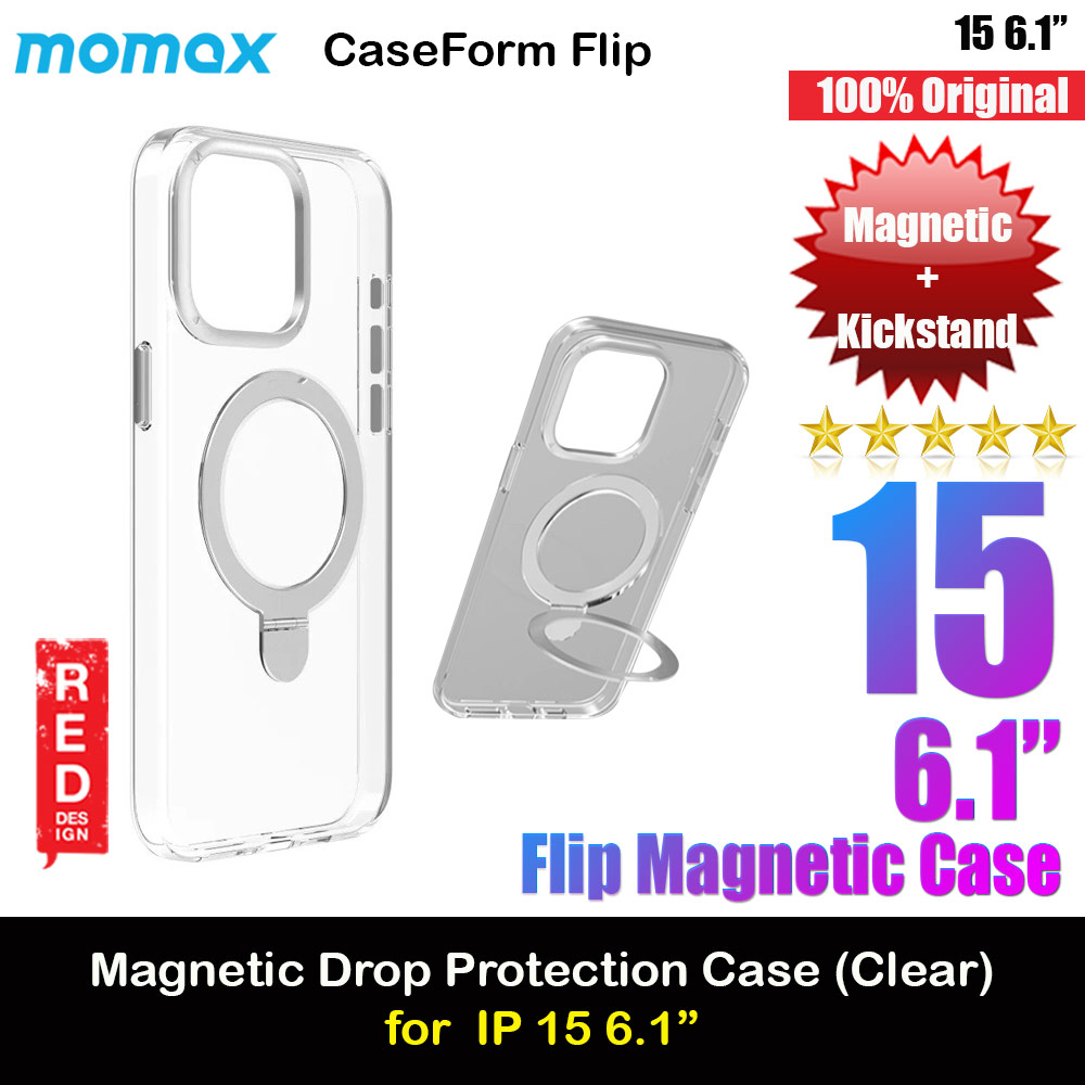 Picture of Momax CaseForm Flip Magnetic Kickstand Ring Holder Case for iPhone 15 6.1 (Clear Silver) Apple iPhone 15 6.1- Apple iPhone 15 6.1 Cases, Apple iPhone 15 6.1 Covers, iPad Cases and a wide selection of Apple iPhone 15 6.1 Accessories in Malaysia, Sabah, Sarawak and Singapore 