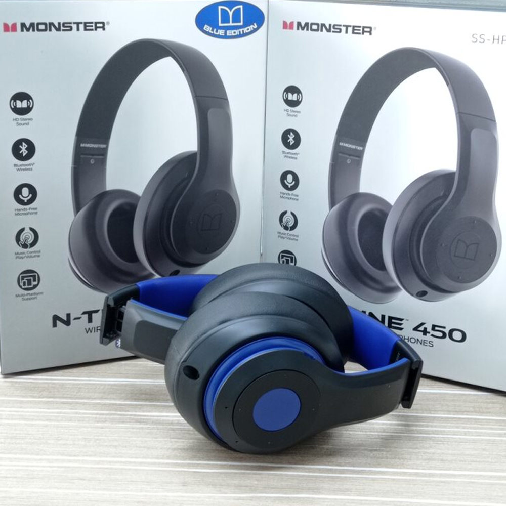 Picture of MONSTER N Tune 450 Over Ear High Quality Sound Bluetooth Wireless Headphone Headset Headphone with soft over ear cushion (Blue)
