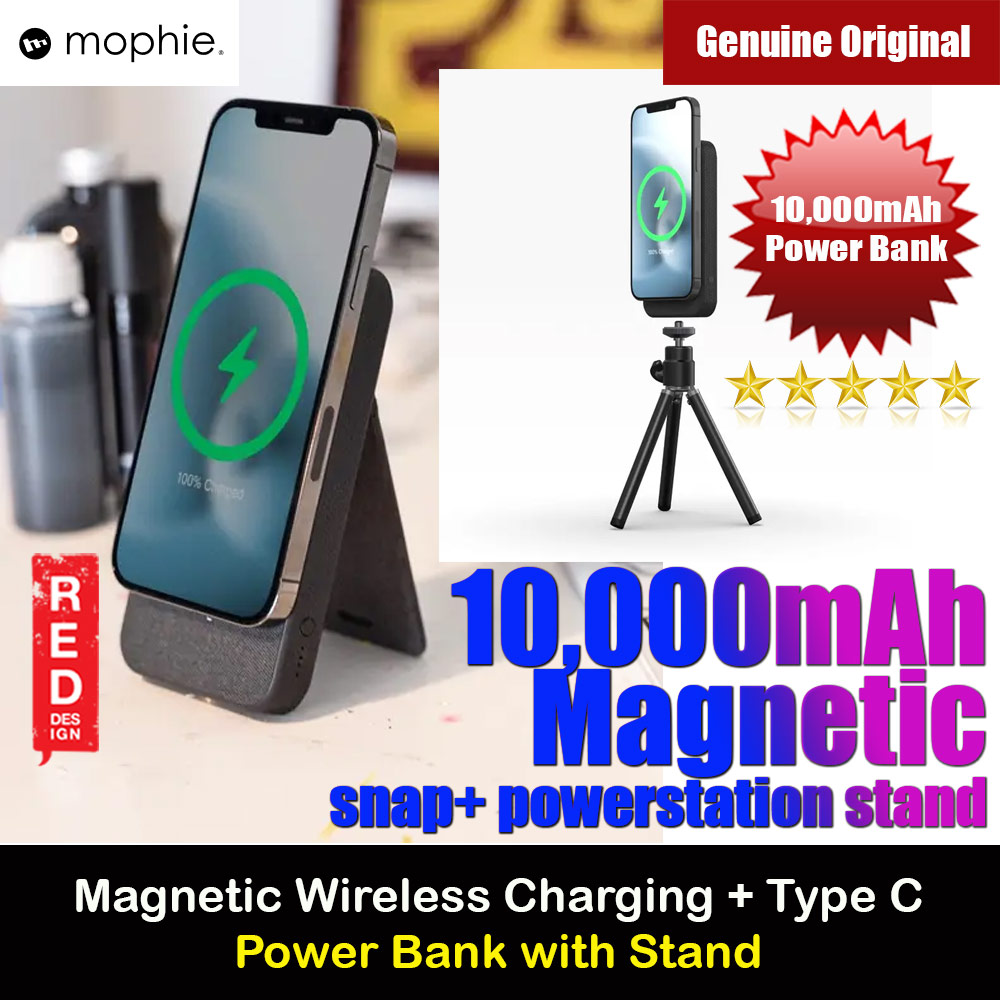 Picture of Mophie Snap Plus Powerstation Stand Magnetic Wireless Charge Magsafe Compatible Power Bank for iPhone 13 Pro Max Smartphones Google Pixel Samsung Galaxy Qi-enabled Devices (10000mAh Black) Red Design- Red Design Cases, Red Design Covers, iPad Cases and a wide selection of Red Design Accessories in Malaysia, Sabah, Sarawak and Singapore 