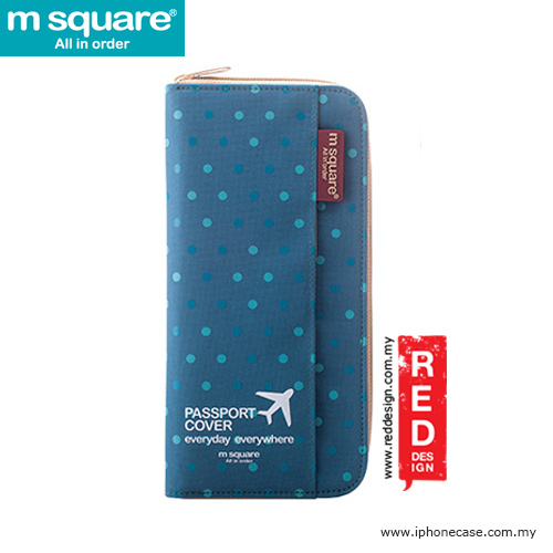 Picture of m square passport cover traveller wallet pouch - polka dot blue