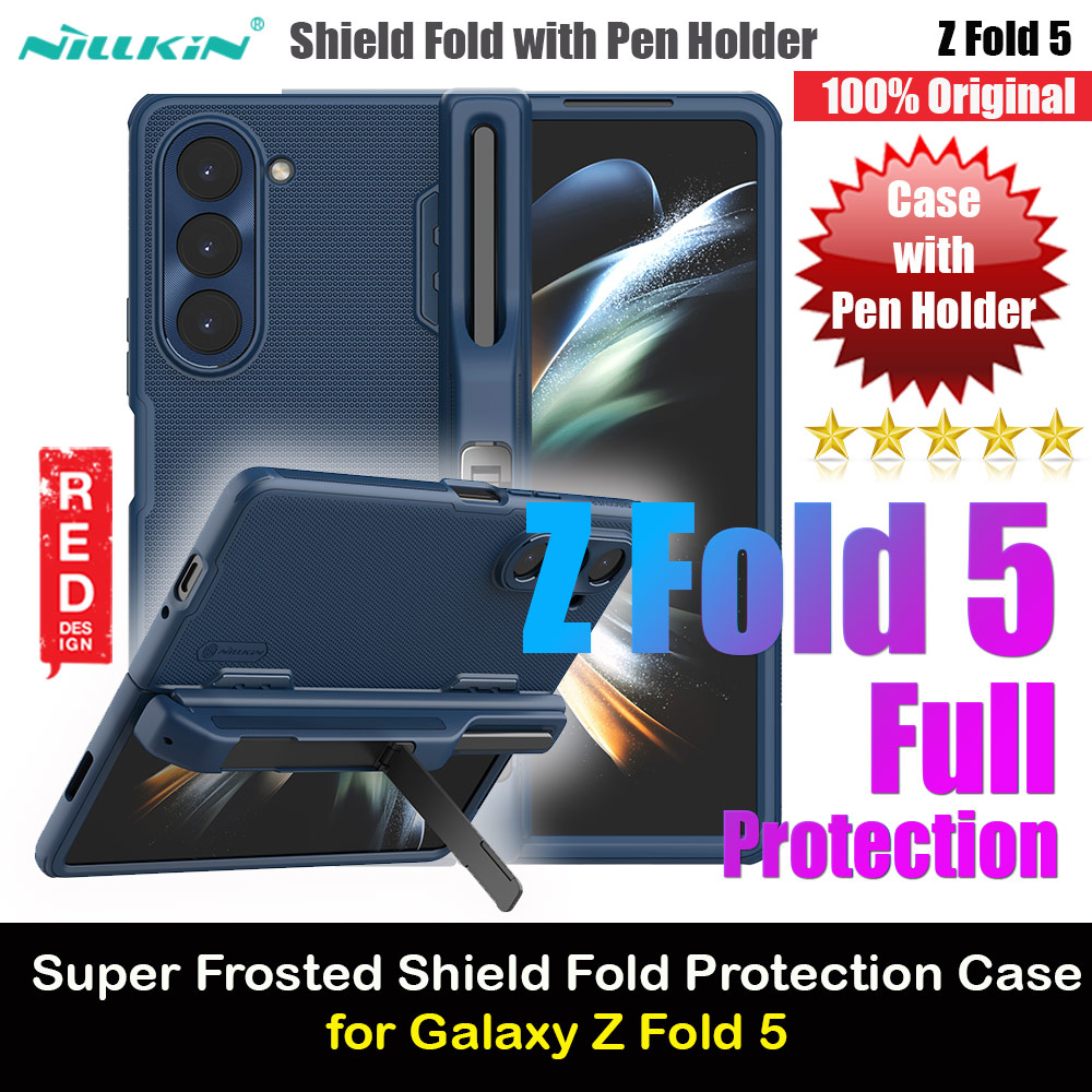 Picture of NILLKIN Super Frosted Shield Fold Kickstand Standable Full Protection Case with S Pen Holder for Galaxy Z Fold 5 (Dark Blue) Samsung Galaxy Z Fold 5- Samsung Galaxy Z Fold 5 Cases, Samsung Galaxy Z Fold 5 Covers, iPad Cases and a wide selection of Samsung Galaxy Z Fold 5 Accessories in Malaysia, Sabah, Sarawak and Singapore 
