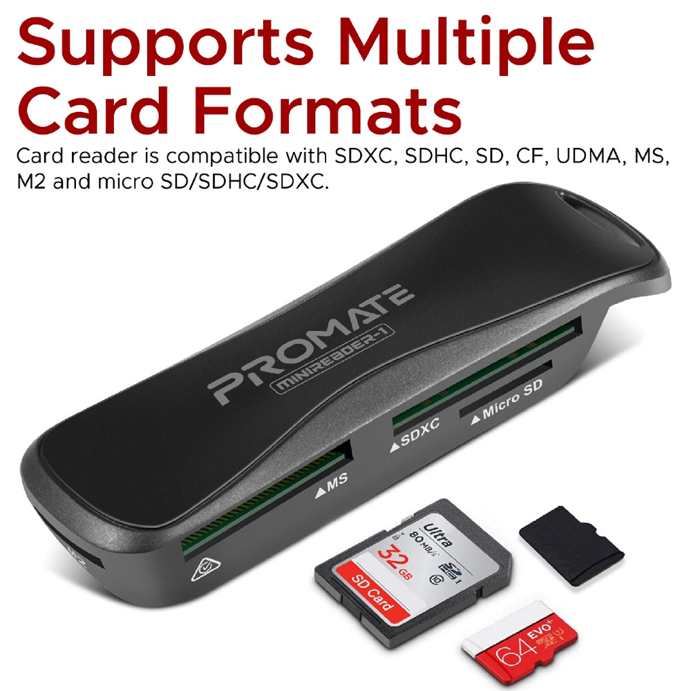 Picture of Promate 4-in-1 Portable Multi Memory Card Reader USB 2.0