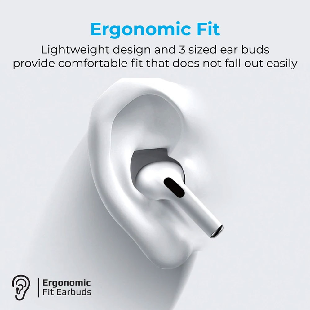 Picture of Promate True Wireless Earbuds Advanced Bluetooth 5.0 Ergonomic Headphones with Mic 16-Hour Playtime 240mah Charging Case Auto-Pairing and Smart-Touch-Control For iPhone 13 Samsung S21 Ultra Harmoni (White)