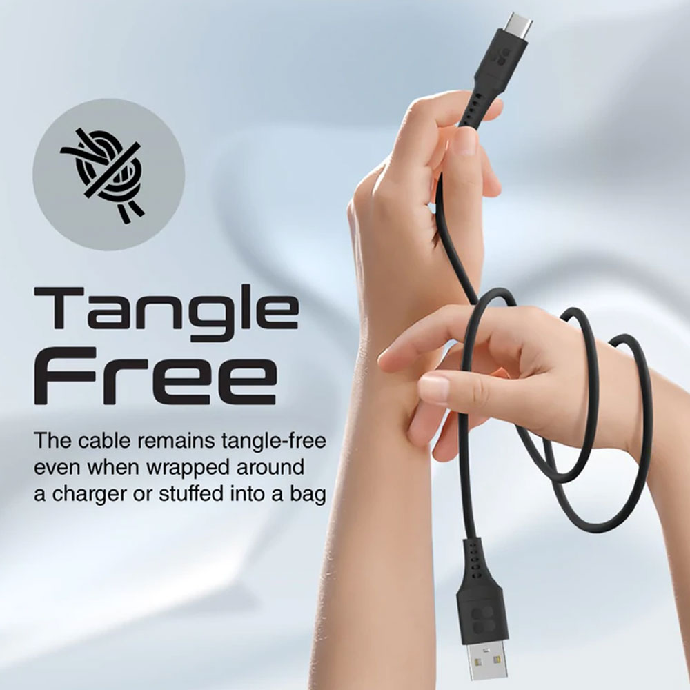 Picture of Promate Ultra Fast USB A to USB C 3A Fast Charging Soft Silicone cable for Smartphones Tablets Galaxy S22 Ultra Vivo Huawei Oppo (Black)