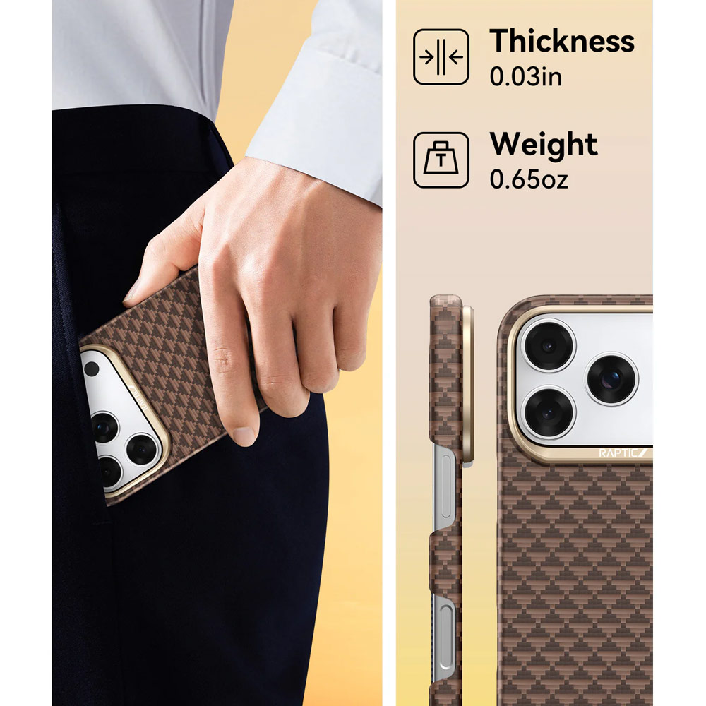 Picture of Apple iPhone 17 Pro 6.3 Case | Raptic Aramid Fibre Origin Lightweight Ultra Slim Case with Magsafe for iPhone 17 Pro 6.3 (Humble)
