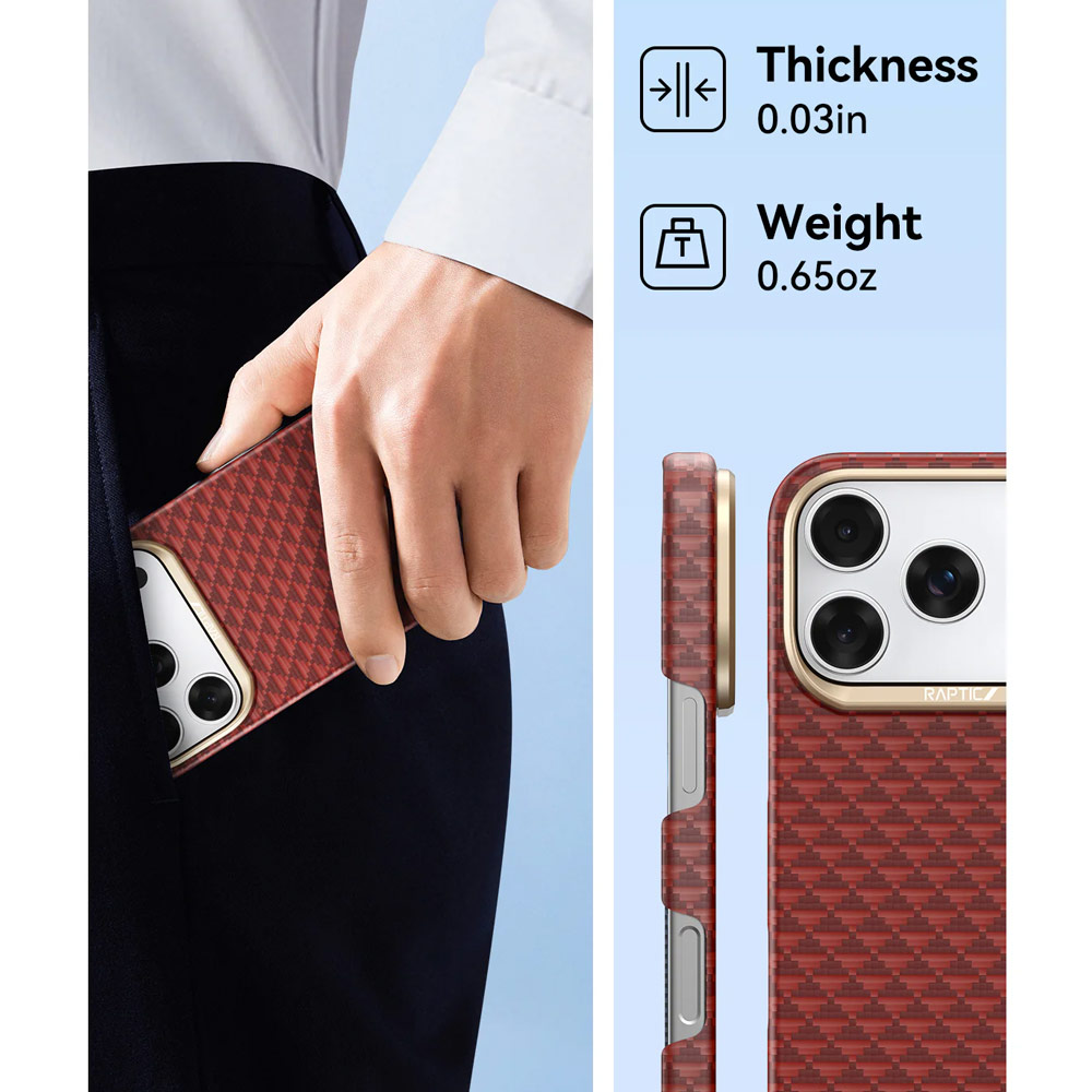 Picture of Apple iPhone 17 Pro 6.3 Case | Raptic Aramid Fibre Origin Lightweight Ultra Slim Case with Magsafe for iPhone 17 Pro 6.3 (Oriental)
