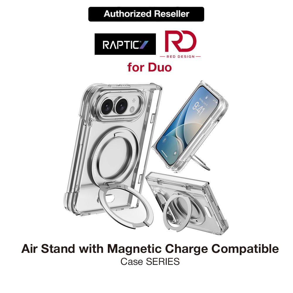 Raptic Air Stand Crystal Clear Hinge Protection Case for iPhone Duo - Clear