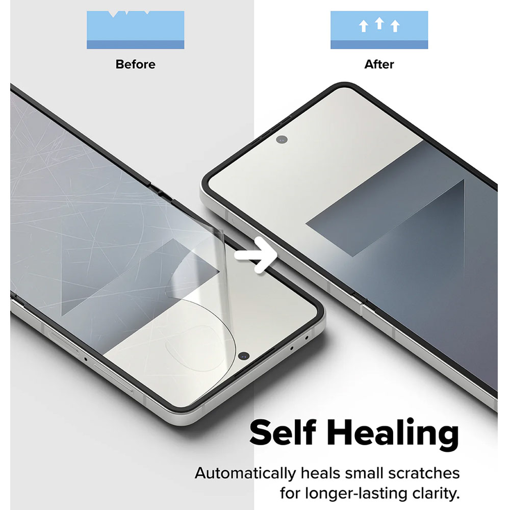 Picture of Samsung Galaxy Z Flip 7 Screen Protector | Ringke 3 in 1 Cover Display Tempered Glass Inner Screen Protector Hinge Protector for Samsung Galaxy Z Flip 7