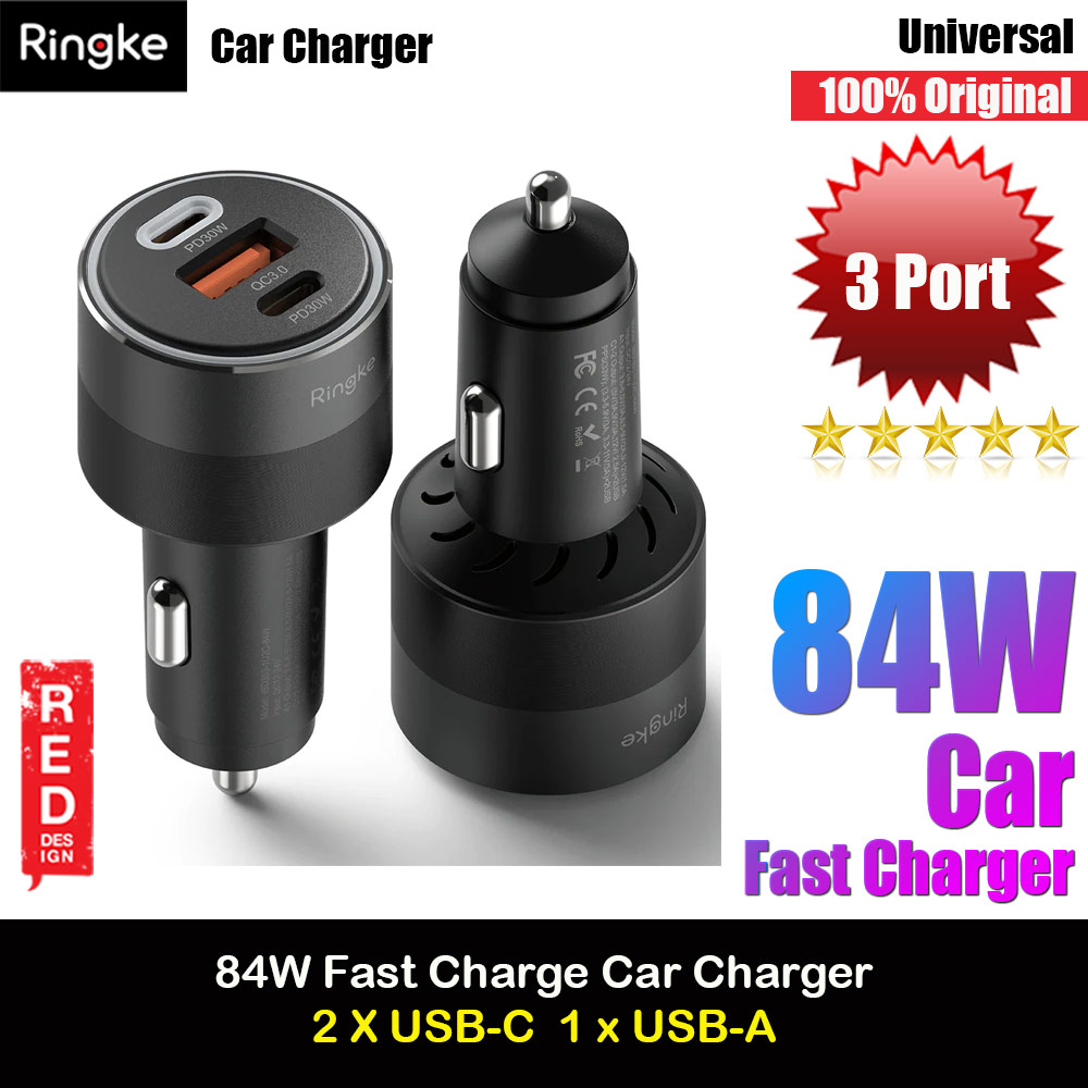 Picture of Ringke 84W Fast Speed High Speed Strong Car Charger PD PPS QC3.0 for iPhone 15 Pro Max S24 Ultra Z Fold 5 Flip 5 iPad Pro (Black) Red Design- Red Design Cases, Red Design Covers, iPad Cases and a wide selection of Red Design Accessories in Malaysia, Sabah, Sarawak and Singapore 
