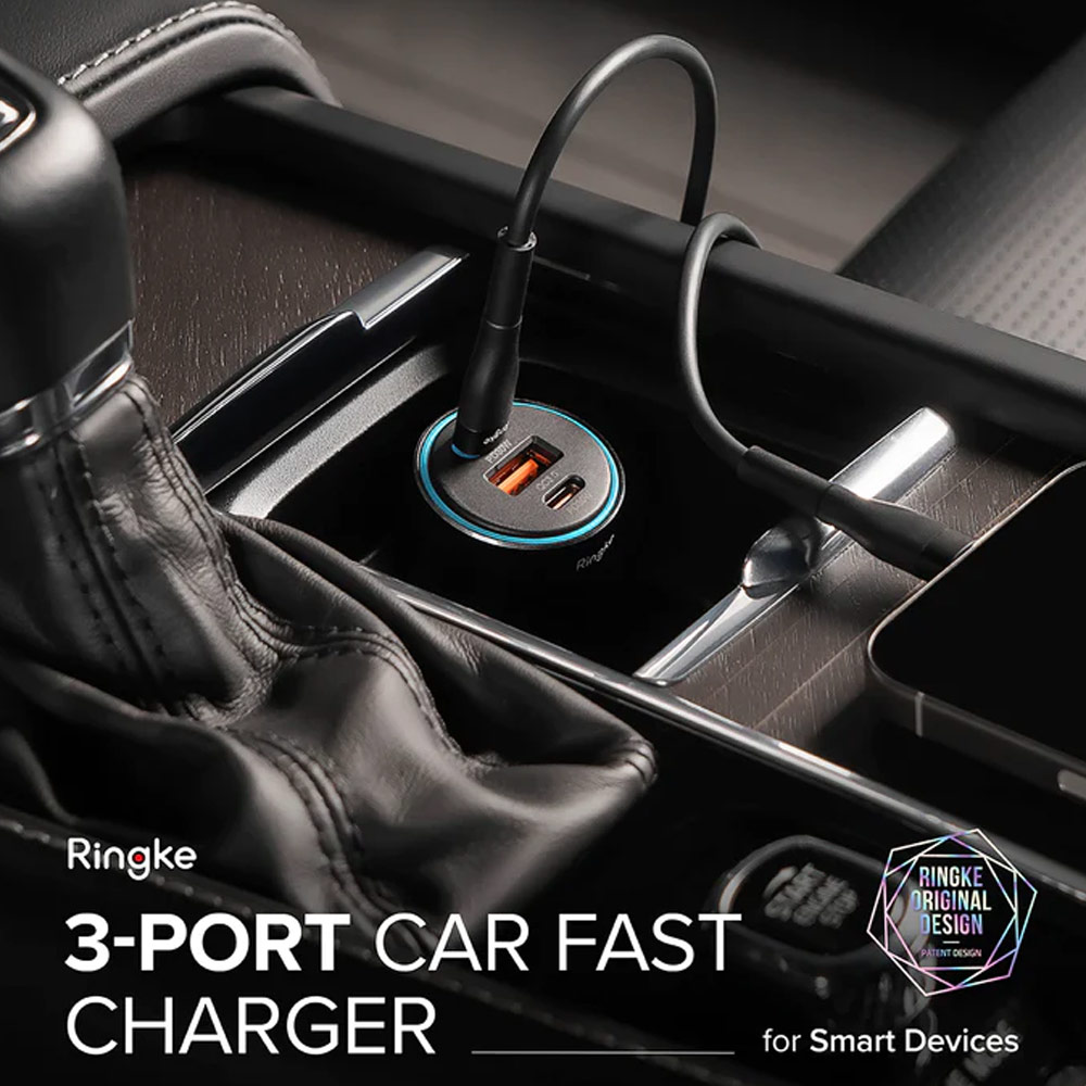 Picture of Ringke 84W Fast Speed High Speed Strong Car Charger PD PPS QC3.0 for iPhone 15 Pro Max S24 Ultra Z Fold 5 Flip 5 iPad Pro (Black)