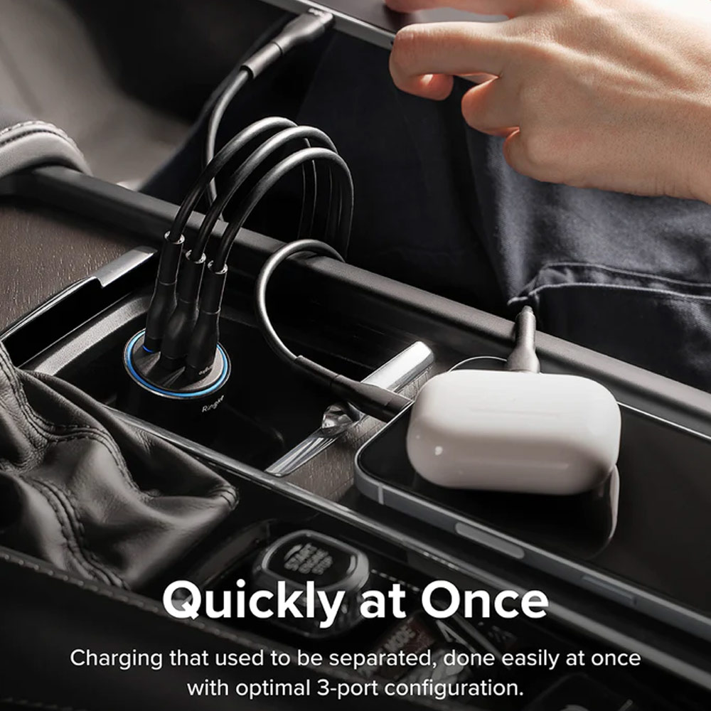 Picture of Ringke 84W Fast Speed High Speed Strong Car Charger PD PPS QC3.0 for iPhone 15 Pro Max S24 Ultra Z Fold 5 Flip 5 iPad Pro (Black)