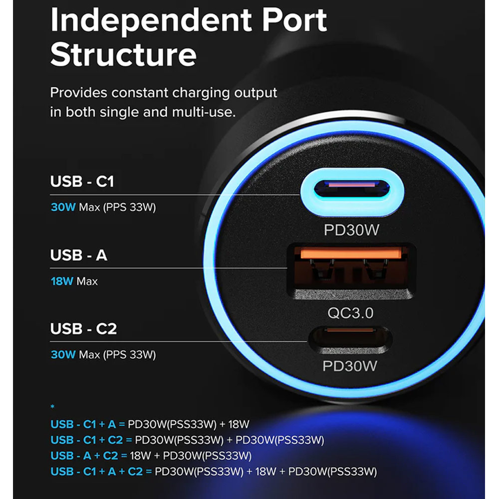 Picture of Ringke 84W Fast Speed High Speed Strong Car Charger PD PPS QC3.0 for iPhone 15 Pro Max S24 Ultra Z Fold 5 Flip 5 iPad Pro (Black)