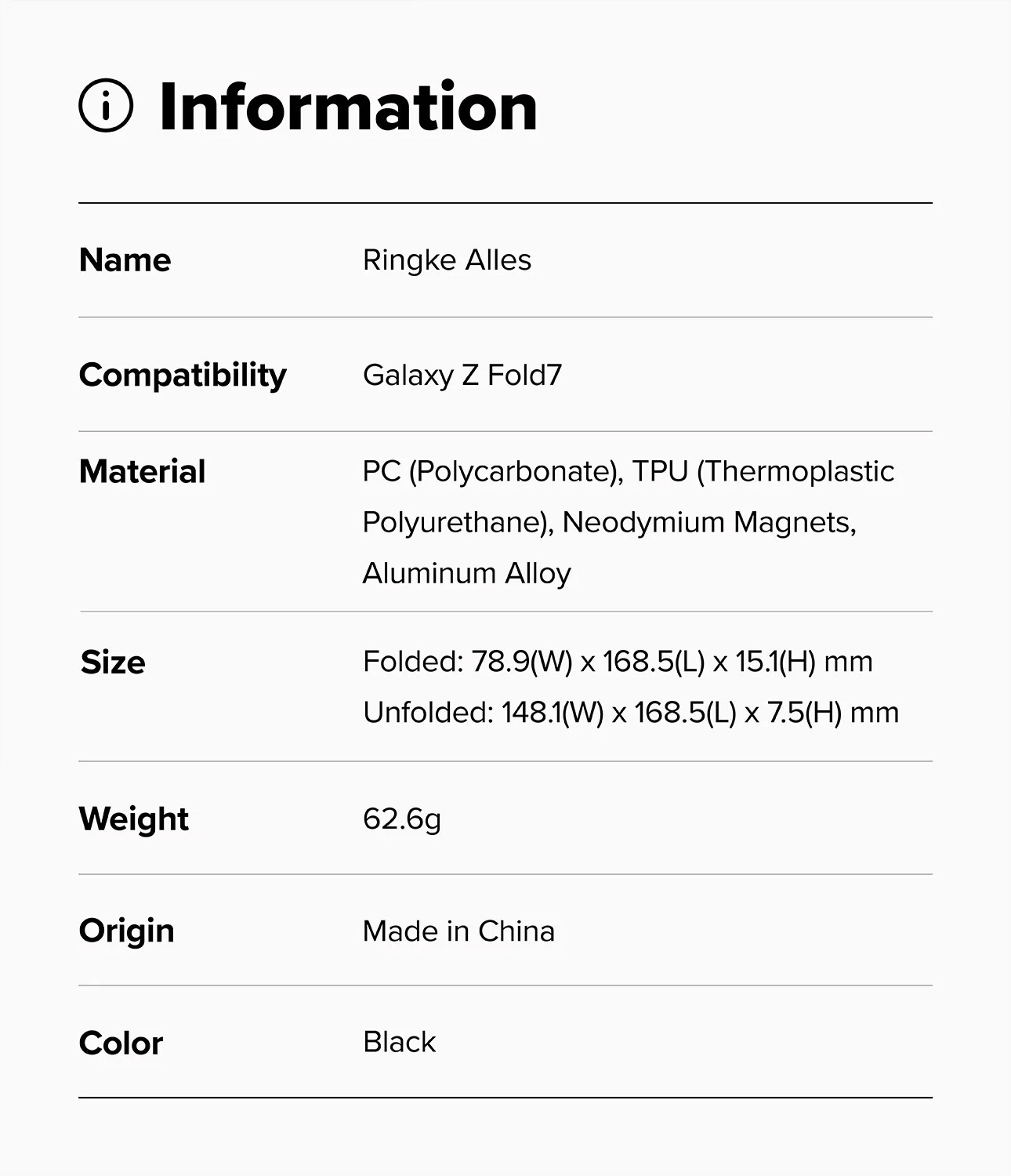 Picture of Samsung Galaxy Z Fold 7 Case | Ringke Alles Magnetic Kickstand Protection Case for Samsung Galaxy Z Fold 7 (Black)