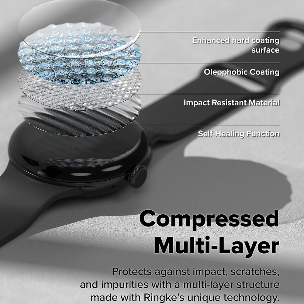 Picture of Google Pixel Watch 4 45mm Screen Protector | Ringke Screen Protector Dual Easy Film Pro High Quality EPU Self Healing Anti Finger Print Soft Screen Protector for Google Pixel Watch 4 45mm (Clear) 2pcs