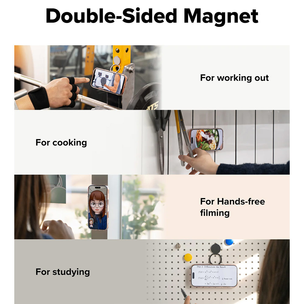 Picture of Ringke Dual Magnetic Smart Holder Phone Grip and Kickstand Stand Zinc Alloy (Satin Silver)