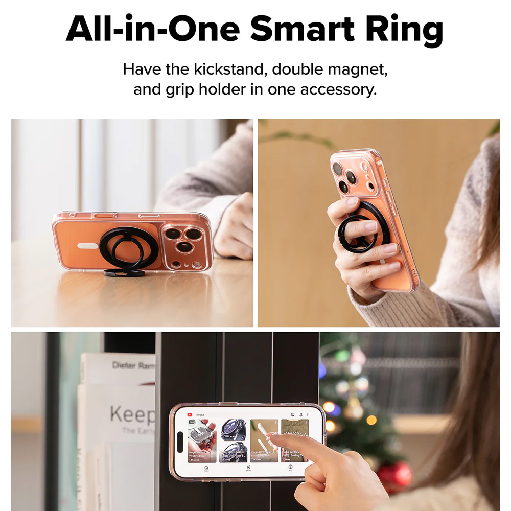 Picture of Ringke Dual Magnetic Smart Ring Phone Grip and Kickstand Stand Zinc Alloy (Black)