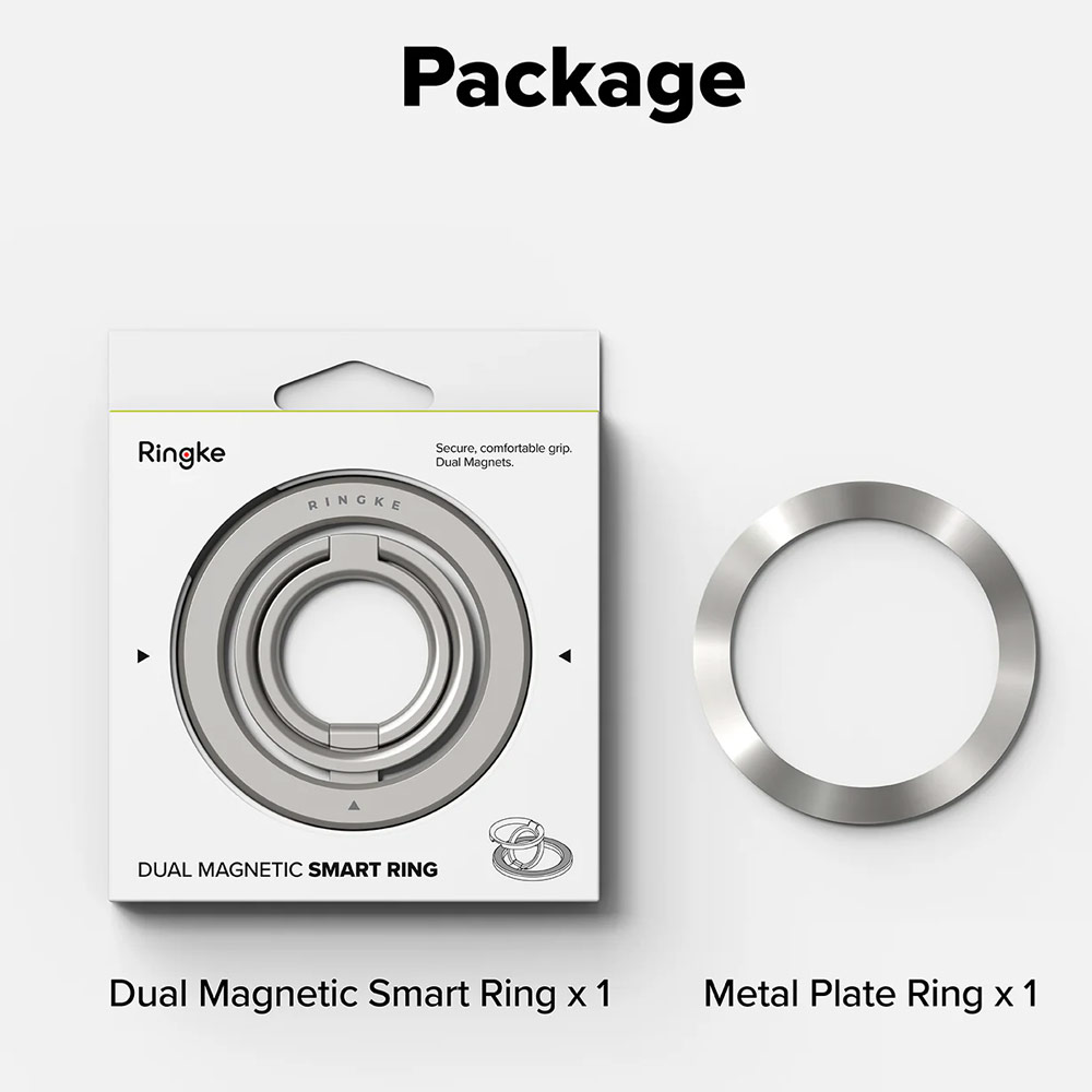 Picture of Ringke Dual Magnetic Smart Ring Phone Grip and Kickstand Stand Zinc Alloy (Satin Silver)