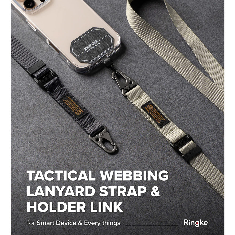 Picture of Ringke Lanyard Strap Tough All Purpose Heavy Duty Tactical Carabiner Clasp for Smartphone (Warm Gray)