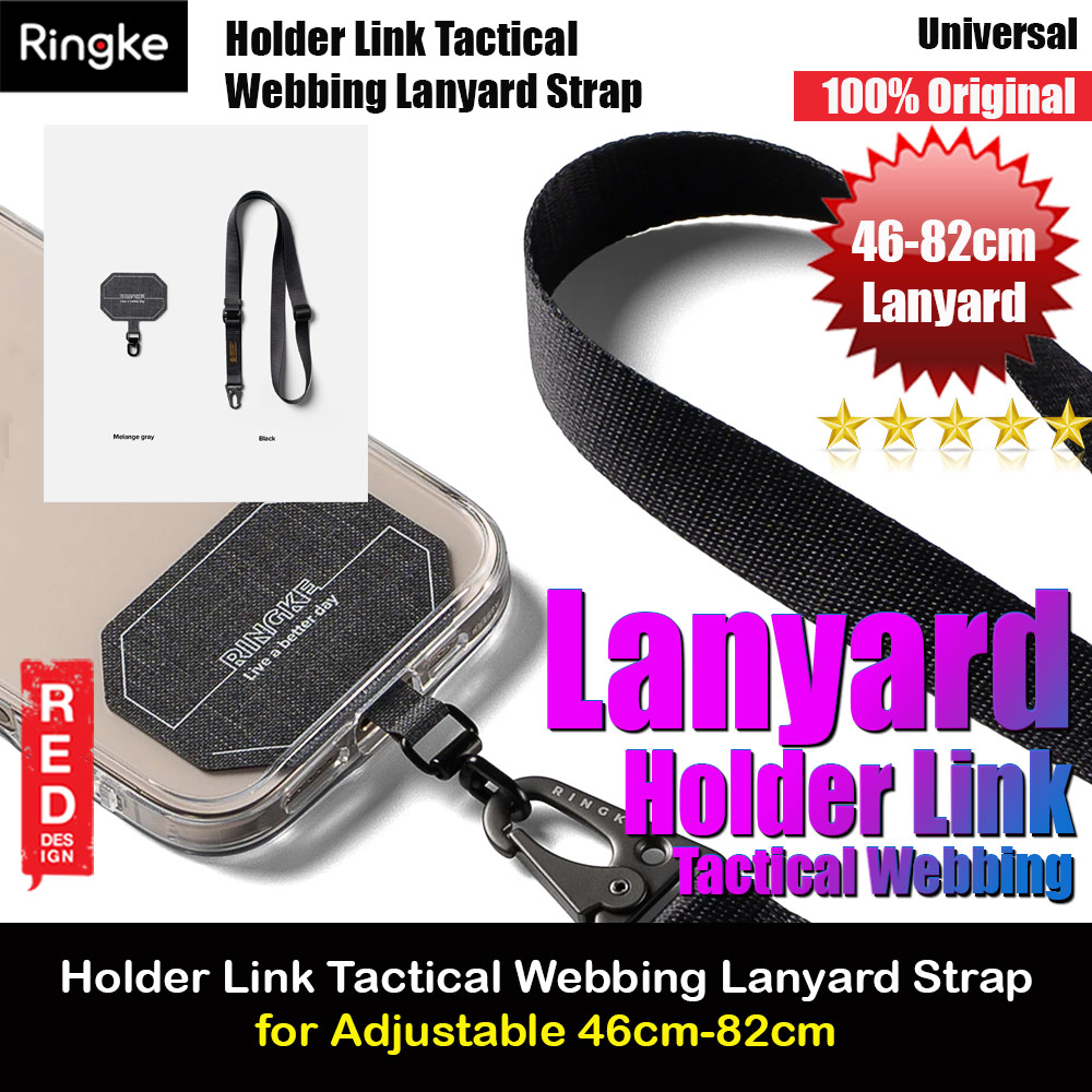 Picture of Ringke Lanyard Strap Tough All Purpose Heavy Duty Tactical Carabiner Clasp for Smartphone (Black) Red Design- Red Design Cases, Red Design Covers, iPad Cases and a wide selection of Red Design Accessories in Malaysia, Sabah, Sarawak and Singapore 