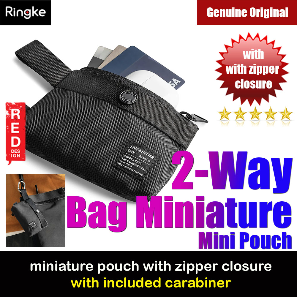 Picture of Ringke Mini Pouch 2 Way Bag Miniature with Zipper Closure with Carabiner for Small Gadgets (Black) Red Design- Red Design Cases, Red Design Covers, iPad Cases and a wide selection of Red Design Accessories in Malaysia, Sabah, Sarawak and Singapore 