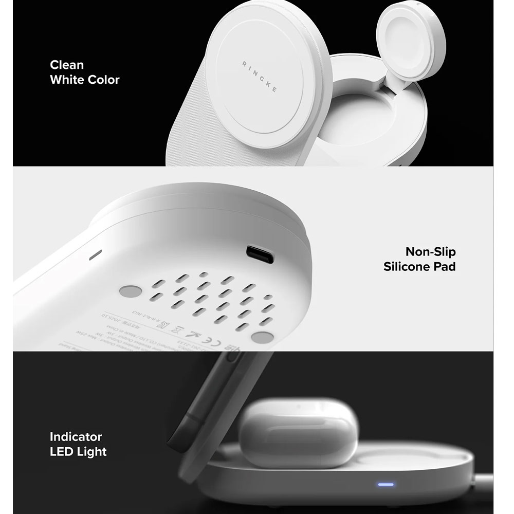 Picture of Ringke Stand Qi2 25W 3-in-1 Folding Magnetic Wireless Charger for Apple Watch iPhone Airpods