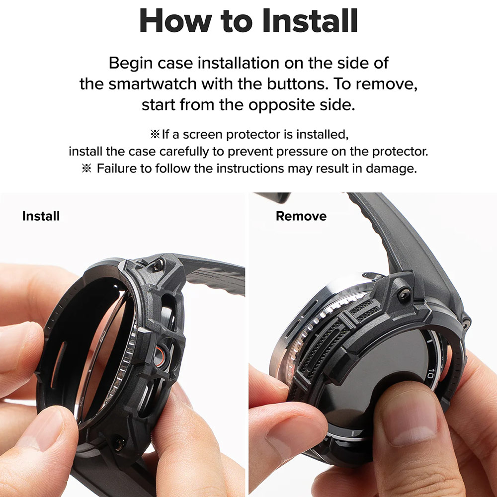 Picture of Samsung Galaxy Watch 8 Classic 46mm Case | Ringke Case and Band Strap Rugged Gear for Samsung Galaxy Watch 8 Classic 46mm (All Black)