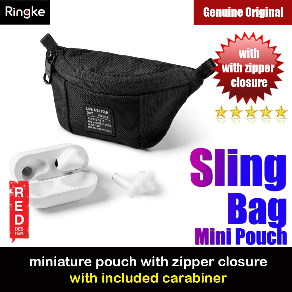 Picture of Ringke Mini Pouch Sling Bag Miniature with Zipper Closure with Carabiner for Small Gadgets (Black) Red Design- Red Design Cases, Red Design Covers, iPad Cases and a wide selection of Red Design Accessories in Malaysia, Sabah, Sarawak and Singapore 