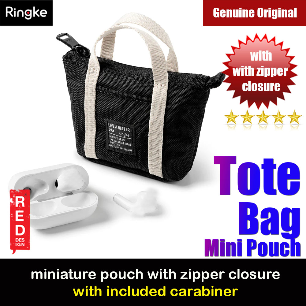 Picture of Ringke Mini Pouch Tote Bag Miniature with Zipper Closure with Carabiner for Small Gadgets (Black) Red Design- Red Design Cases, Red Design Covers, iPad Cases and a wide selection of Red Design Accessories in Malaysia, Sabah, Sarawak and Singapore 