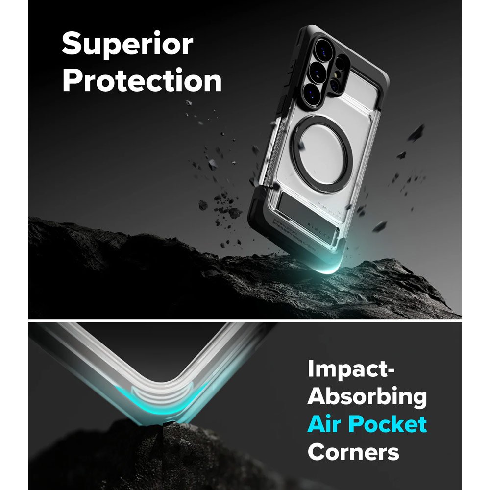 Picture of Samsung Galaxy S26 Ultra Case | Ringke UX Magnetic Heavy Duty Drop Protection Case with Kickstand for Samsung Galaxy S26 Ultra (Clear)