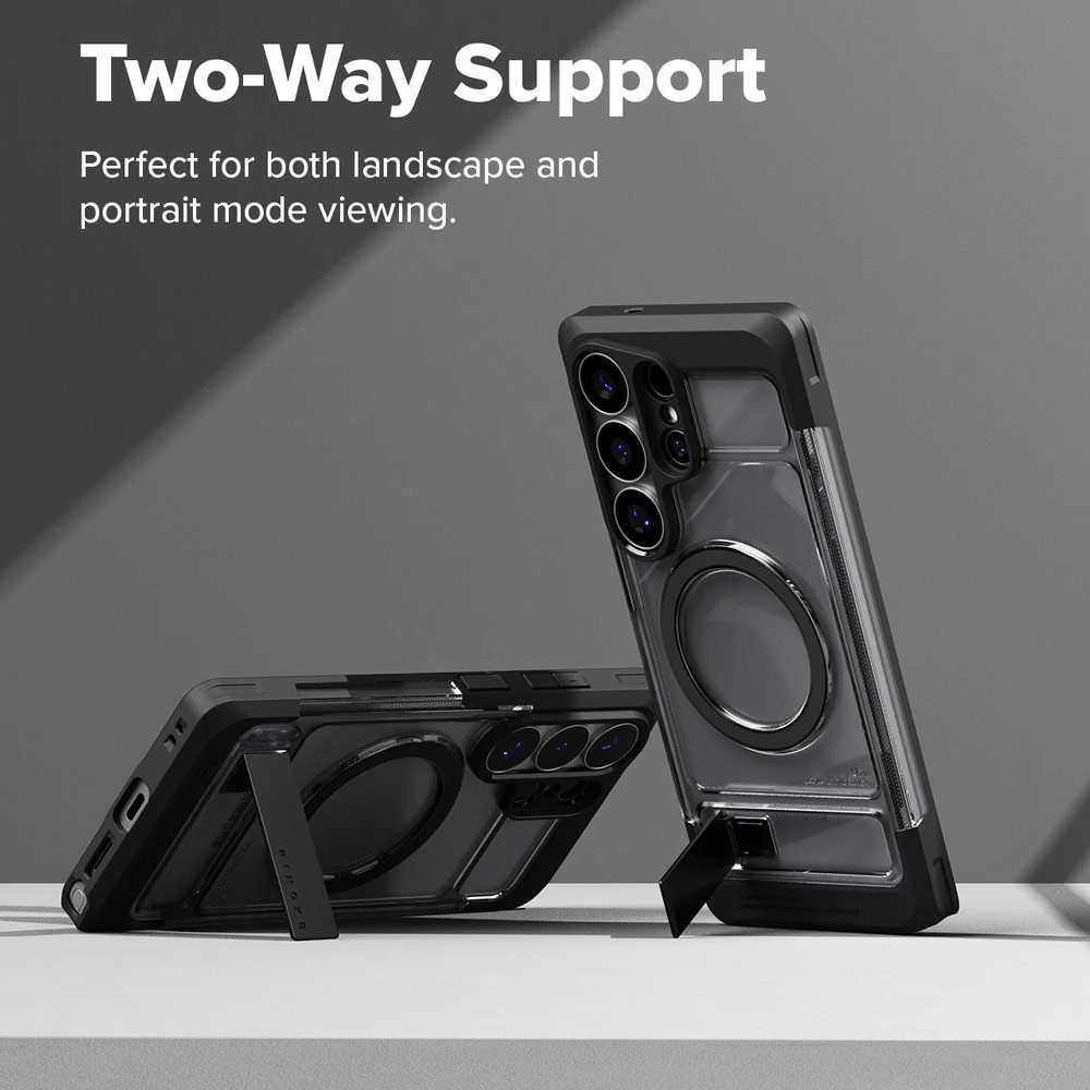 Picture of Samsung Galaxy S26 Ultra Case | Ringke UX Magnetic Heavy Duty Drop Protection Case with Kickstand for Samsung Galaxy S26 Ultra (Smoke Black)