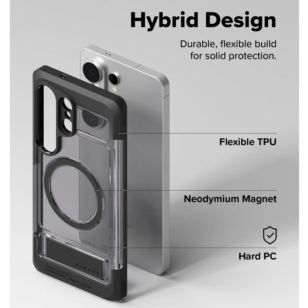 Picture of Samsung Galaxy S26 Ultra Case | Ringke UX Magnetic Heavy Duty Drop Protection Case with Kickstand for Samsung Galaxy S26 Ultra (Smoke Black)