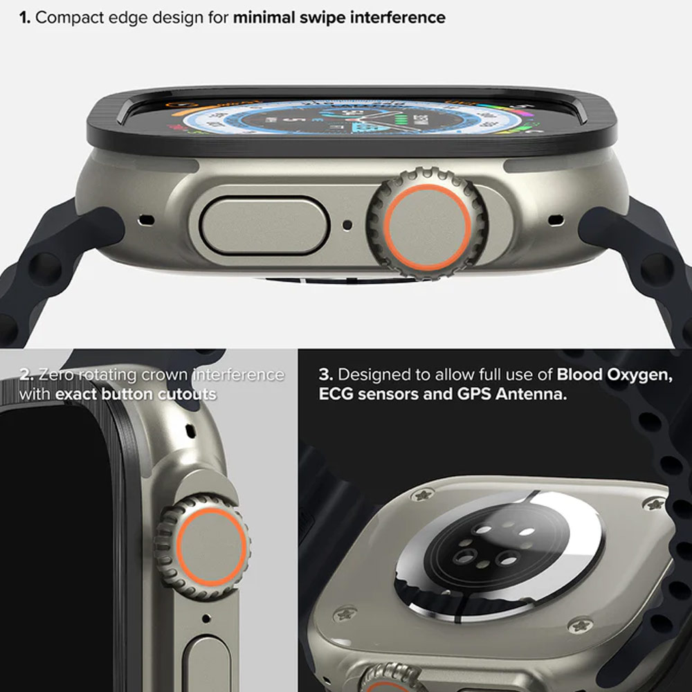 Picture of Apple Watch 49mm	Ultra Screen Protector | Ringke Bezel and Tempered Glass Screen Protector Combo for Apple Watch Series 8 Ultra 49mm (49-03 Graphite)