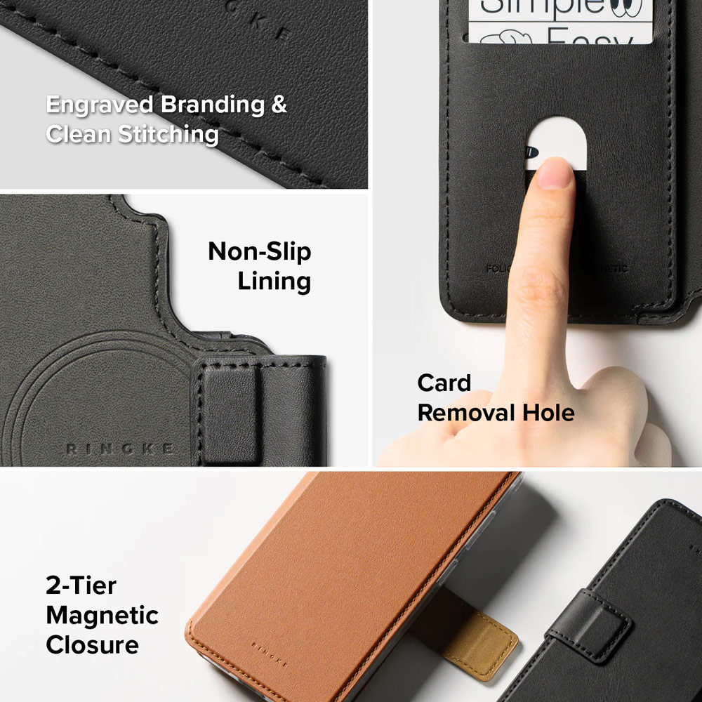 Picture of Samsung Galaxy S26  | Ringke Folio Grip Wallet Magnetic Flip Cover Card Holder for Samsung Galaxy S26 (Black)