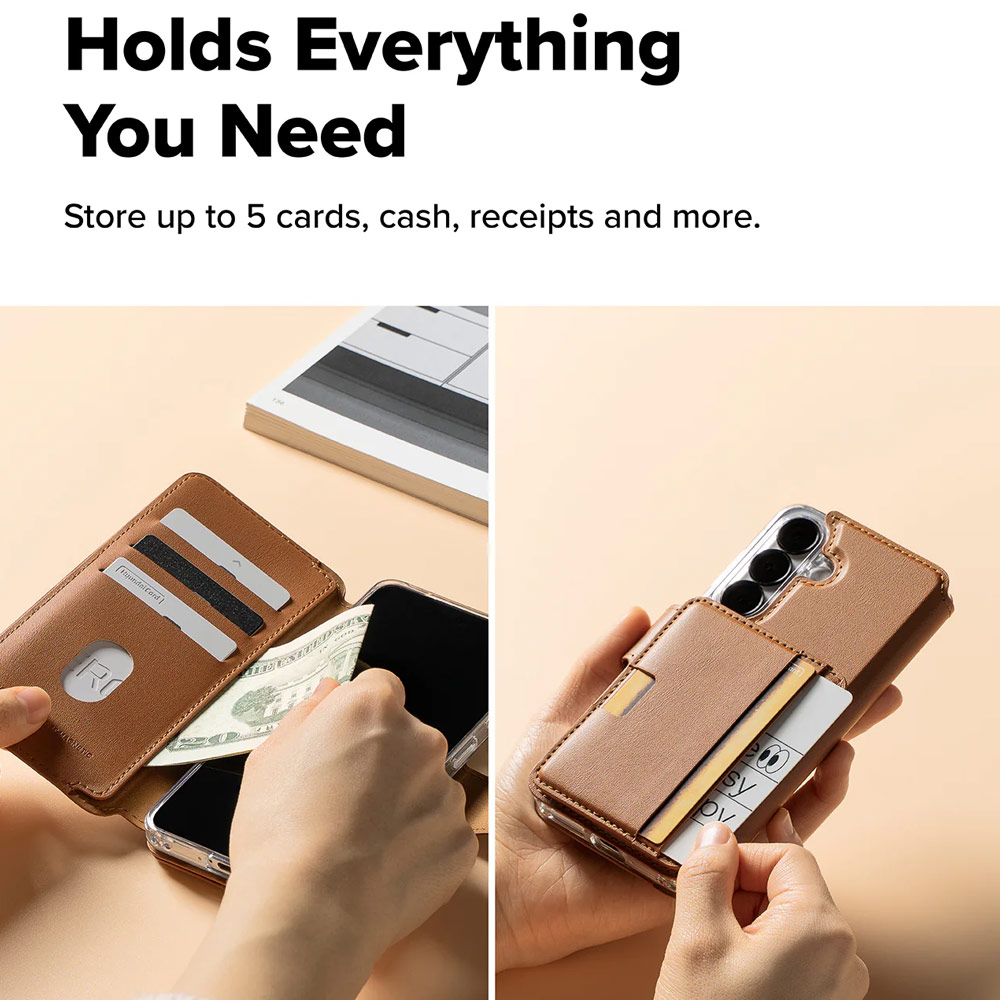 Picture of Samsung Galaxy S26 Plus | Ringke Folio Grip Wallet Magnetic Flip Cover Card Holder for Samsung Galaxy S26 Plus (Brown)