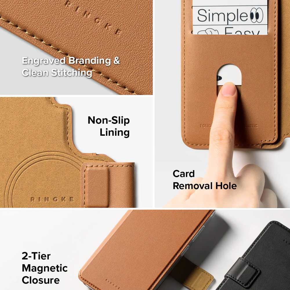 Picture of Samsung Galaxy S26 Plus | Ringke Folio Grip Wallet Magnetic Flip Cover Card Holder for Samsung Galaxy S26 Plus (Brown)