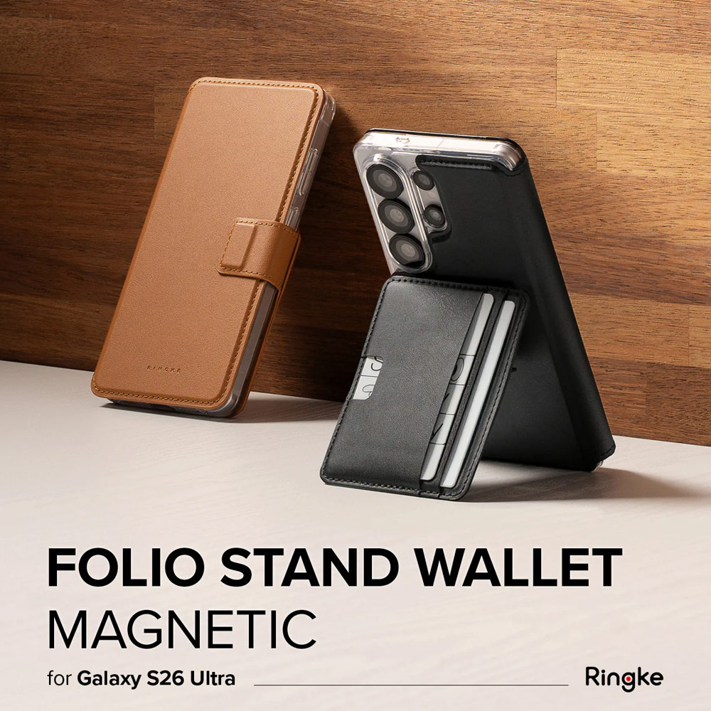 Picture of Samsung Galaxy S26 Ultra | Ringke Folio Grip Wallet Magnetic Flip Cover Card Holder for Samsung Galaxy S26 Ultra (Brown)