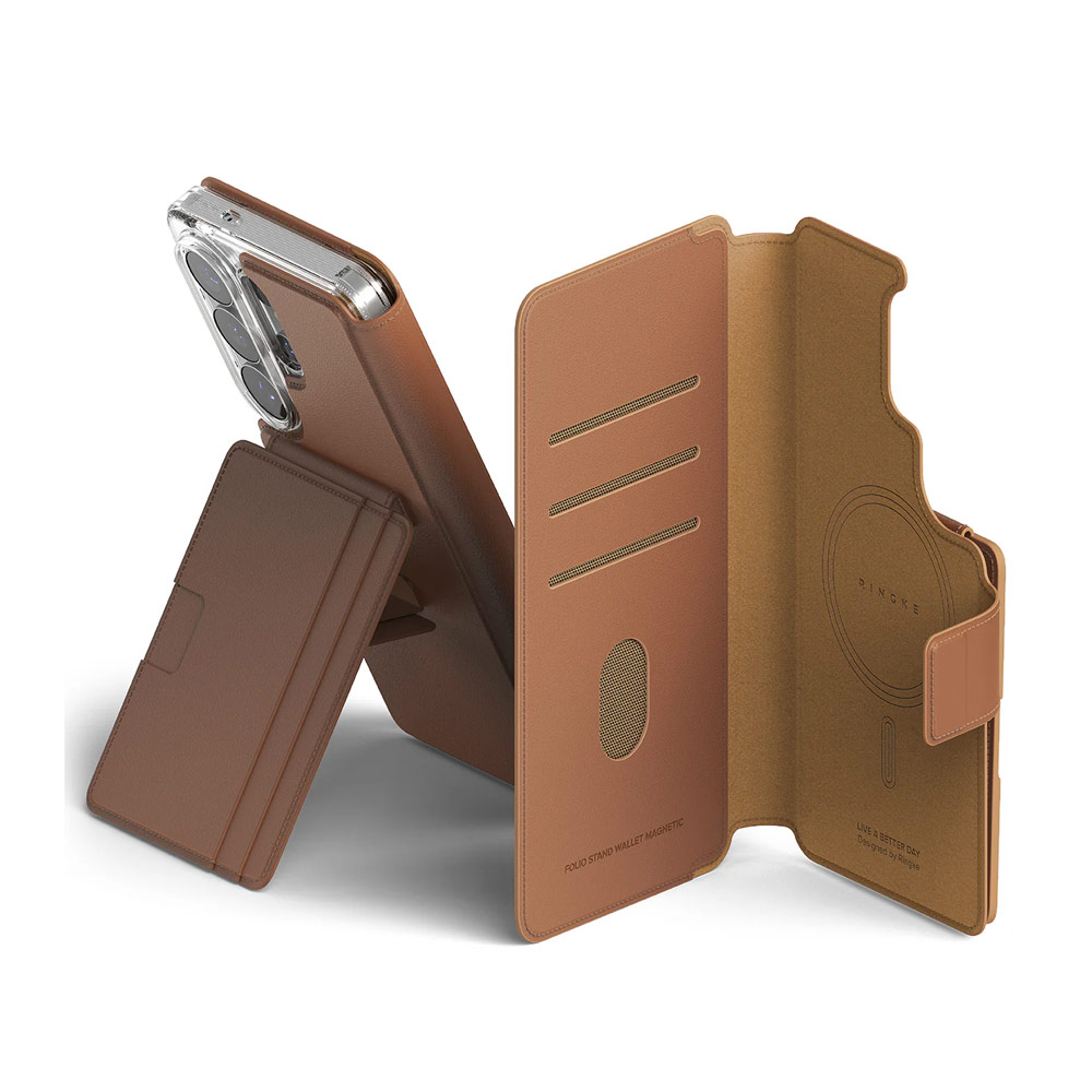 Picture of Samsung Galaxy S26 Ultra | Ringke Folio Grip Wallet Magnetic Flip Cover Card Holder for Samsung Galaxy S26 Ultra (Brown)