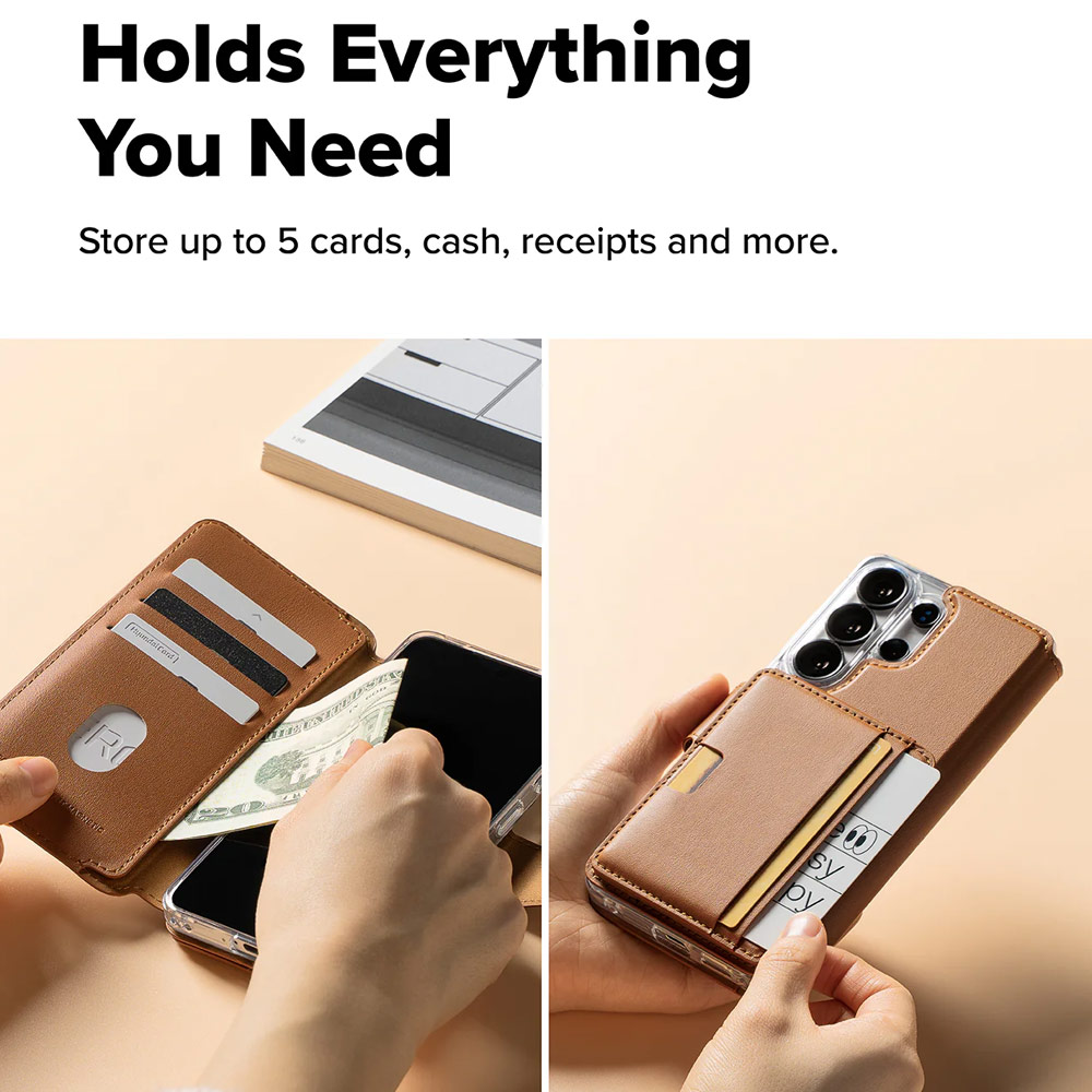 Picture of Samsung Galaxy S26 Ultra | Ringke Folio Grip Wallet Magnetic Flip Cover Card Holder for Samsung Galaxy S26 Ultra (Brown)