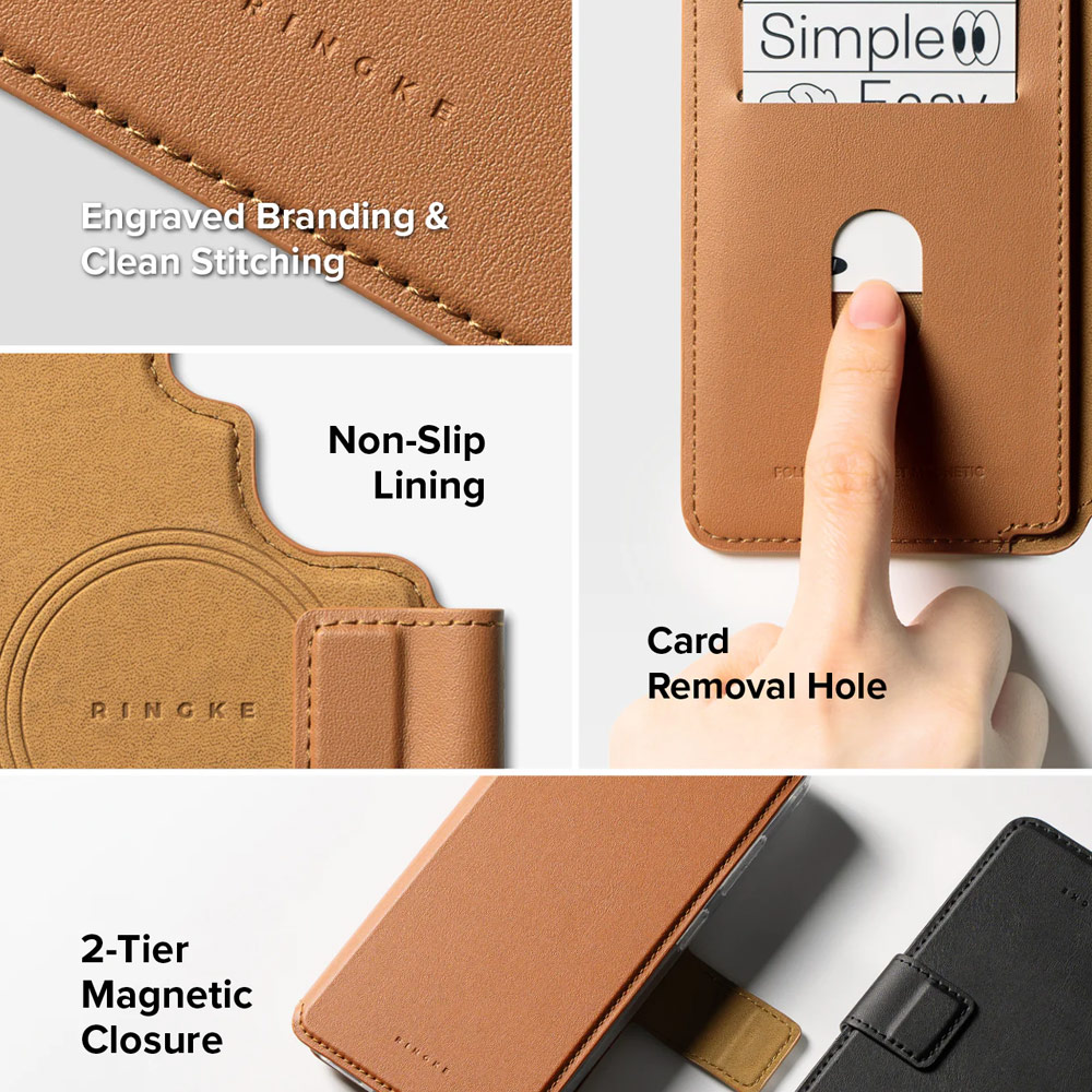 Picture of Samsung Galaxy S26 Ultra | Ringke Folio Grip Wallet Magnetic Flip Cover Card Holder for Samsung Galaxy S26 Ultra (Brown)