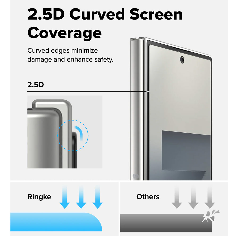Picture of Samsung Galaxy Z Fold 7 Screen Protector | Ringke Screen Protector Cover Display Easy Slide Tempered Glass for Samsung Galaxy Z Fold 7 (2pcs Pack)
