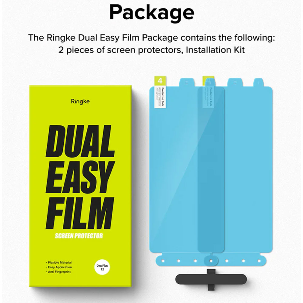 Picture of OnePlus 12 Screen Protector | Ringke Dual Easy Flim Screen Protector for OnePlus 12 (Clear) 2pcs