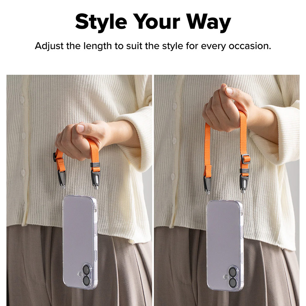 Picture of Ringke High density polyester Dual Hand Strap for Perfect for daily use traveling hiking smartphone Jisulife Portable Handheld Fan Strap (Cosmic Orange)