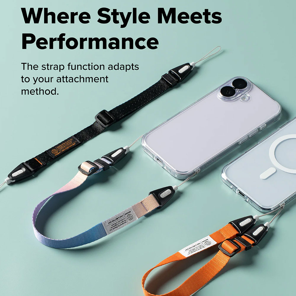 Picture of Ringke High density polyester Dual Hand Strap for Perfect for daily use traveling hiking smartphone Jisulife Portable Handheld Fan Strap (Black)