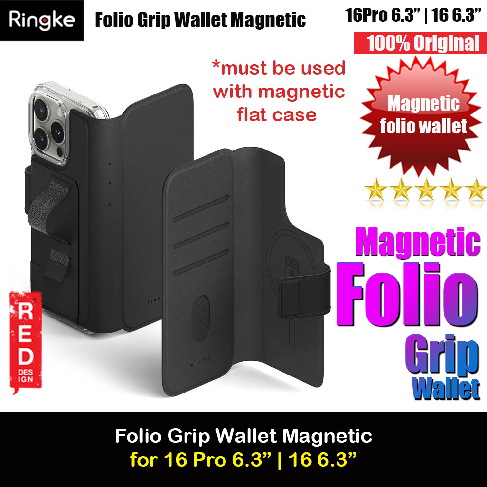 Picture of Ringke Folio Grip Wallet Magnetic Flip Cover Card Holder for iPhone 16 Pro iPhone 16  (Black) Apple iPhone 15 6.1- Apple iPhone 15 6.1 Cases, Apple iPhone 15 6.1 Covers, iPad Cases and a wide selection of Apple iPhone 15 6.1 Accessories in Malaysia, Sabah, Sarawak and Singapore 
