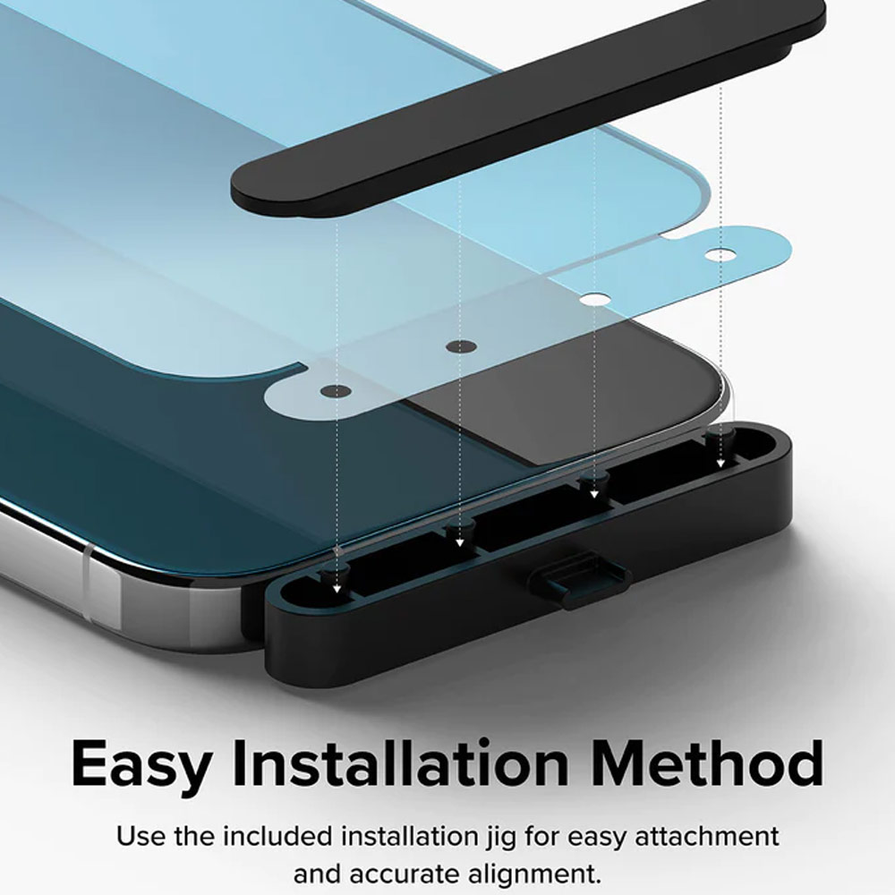 Picture of Apple iPhone 15 Pro 6.1 Screen Protector | Ringke Tempered Glass Full Cover Glass Screen Protector with Installation Jig Helper for iPhone 15 Pro 6.1 (Black)