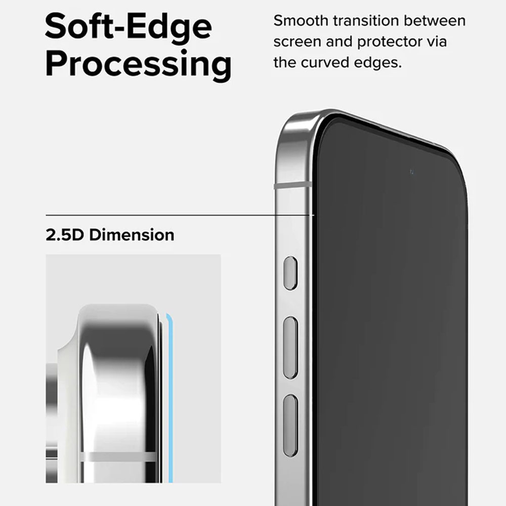 Picture of Apple iPhone 15 Pro 6.1 Screen Protector | Ringke Tempered Glass Full Cover Glass Screen Protector with Installation Jig Helper for iPhone 15 Pro 6.1 (Black)