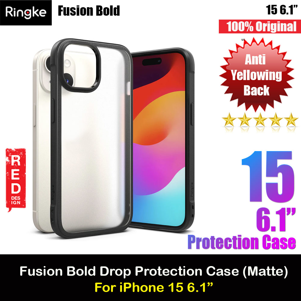 Picture of Ringke Fusion Bold Anti Yellow Back Plate Drop Protection Case for Apple iPhone 15 6.1 (Matte Black) Apple iPhone 15 6.1- Apple iPhone 15 6.1 Cases, Apple iPhone 15 6.1 Covers, iPad Cases and a wide selection of Apple iPhone 15 6.1 Accessories in Malaysia, Sabah, Sarawak and Singapore 