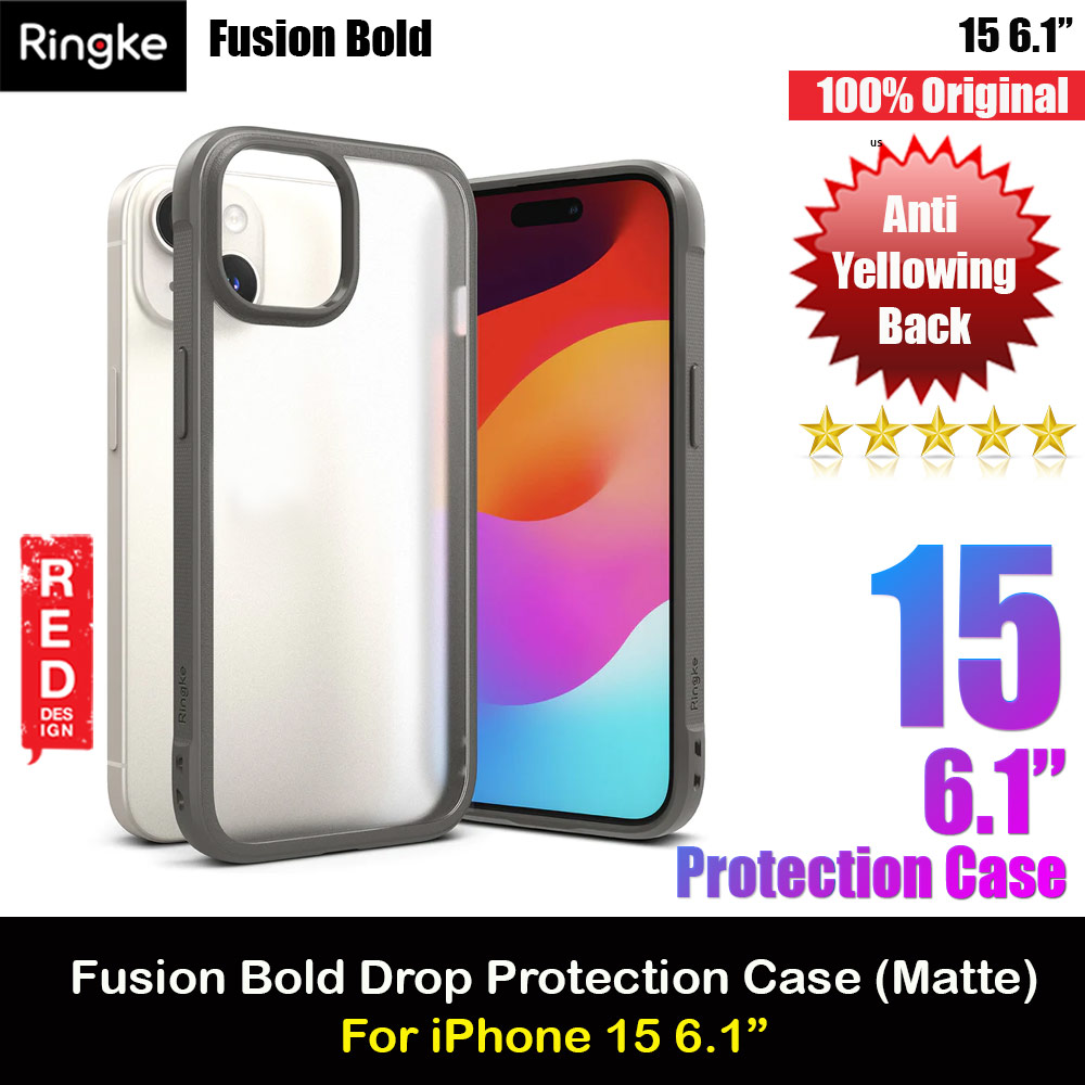 Picture of Ringke Fusion Bold Anti Yellow Back Plate Drop Protection Case for Apple iPhone 15 6.1 (Matte Gray) Apple iPhone 15 6.1- Apple iPhone 15 6.1 Cases, Apple iPhone 15 6.1 Covers, iPad Cases and a wide selection of Apple iPhone 15 6.1 Accessories in Malaysia, Sabah, Sarawak and Singapore 